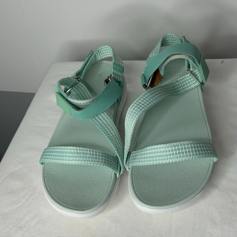 NWT FitFlop Loosh Webbing Z-Strap Sandals Sea Foam Green Women’s US 9 EU 41